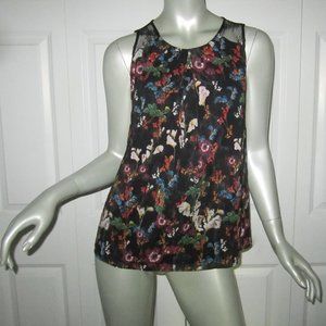 ALICE + OLIVIA Black Floral Sleeveless Blouse